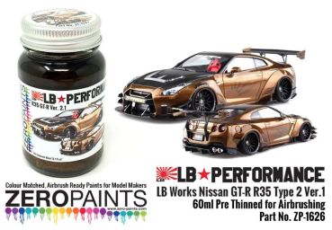 ZEROPAINTS ZP-1626 Black Gold Paint 60ml for LB Works Nissan GT-R R35 Type 2 Ver.1